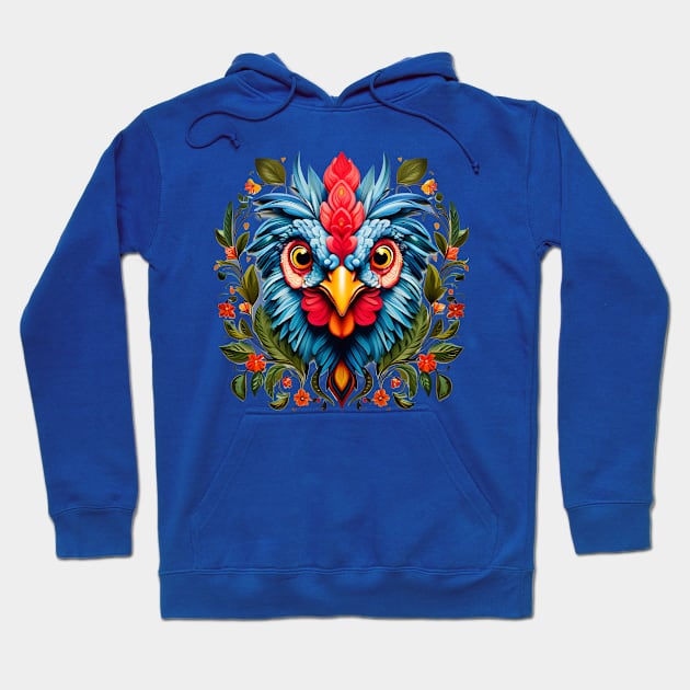 Folk Art Chicken Silhouette Hoodie by AlexBRD